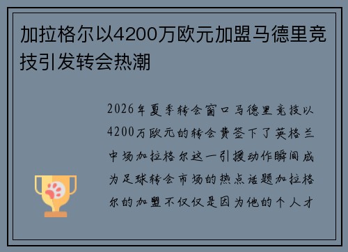 加拉格尔以4200万欧元加盟马德里竞技引发转会热潮